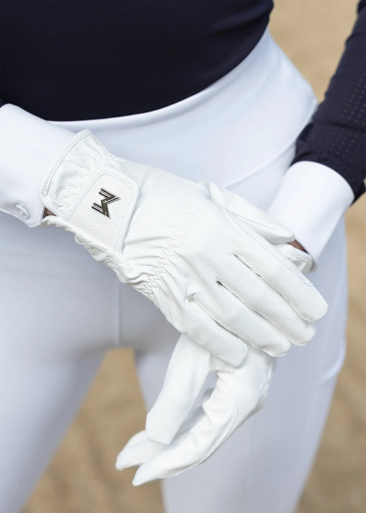 Emblem Riding Gloves White